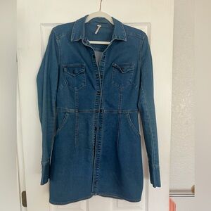 Free People Blue Denim Shirt Dress
